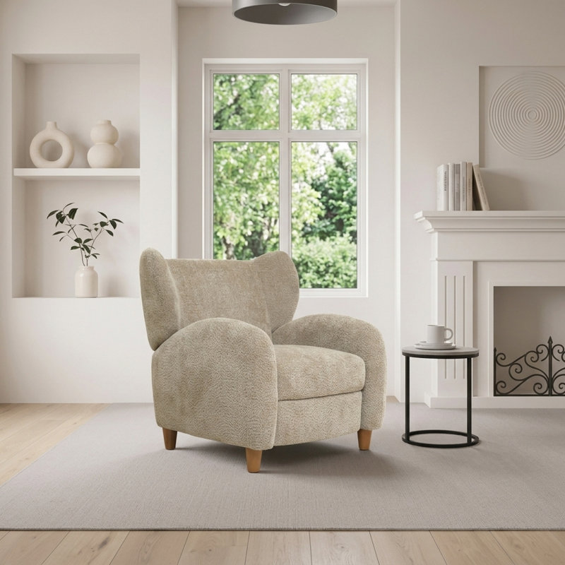 Fauteuil d'appoint inclinable convertible Nordic avec dossier incurvé, Chameau