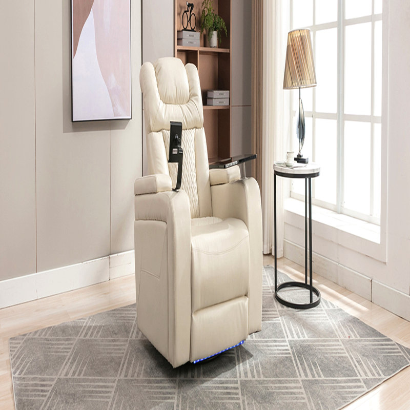 Fauteuil inclinable de 270 po avec siège inclinable électrique en cuir de polyuréthane 270 po avec table pour plateau, support pour téléphone, porte-gobelet, port USB, rangement caché pour le salon