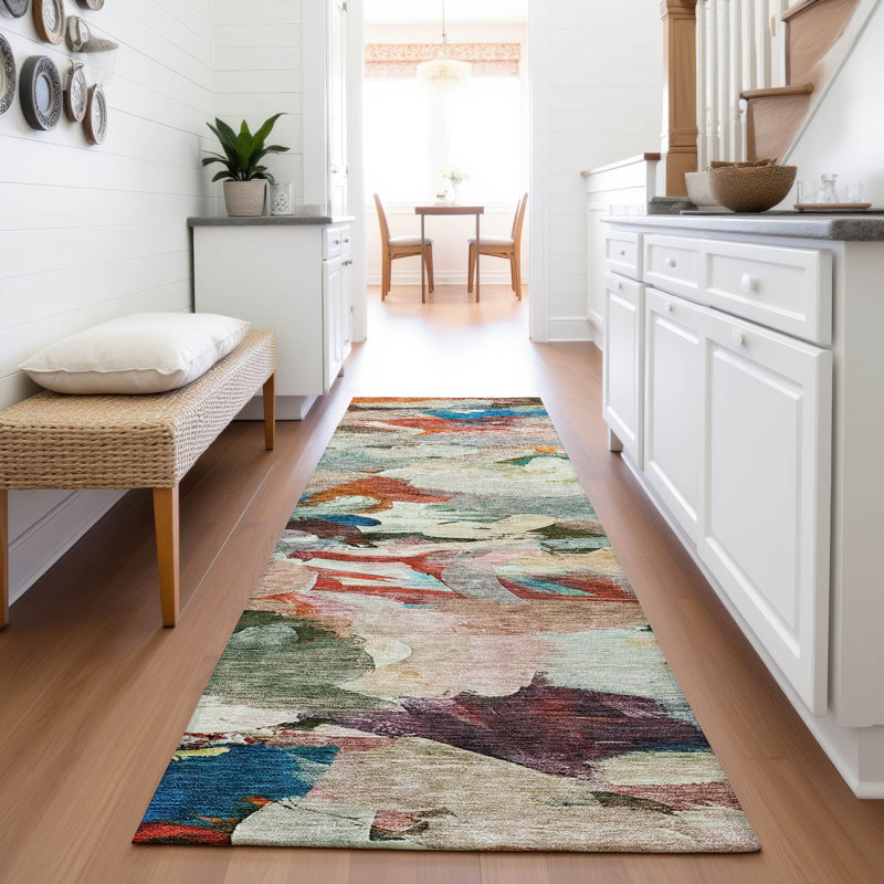 Premium Machine Washable Dahl AMF1075 Abstract Rug, Runner 2'3" x 7'6"