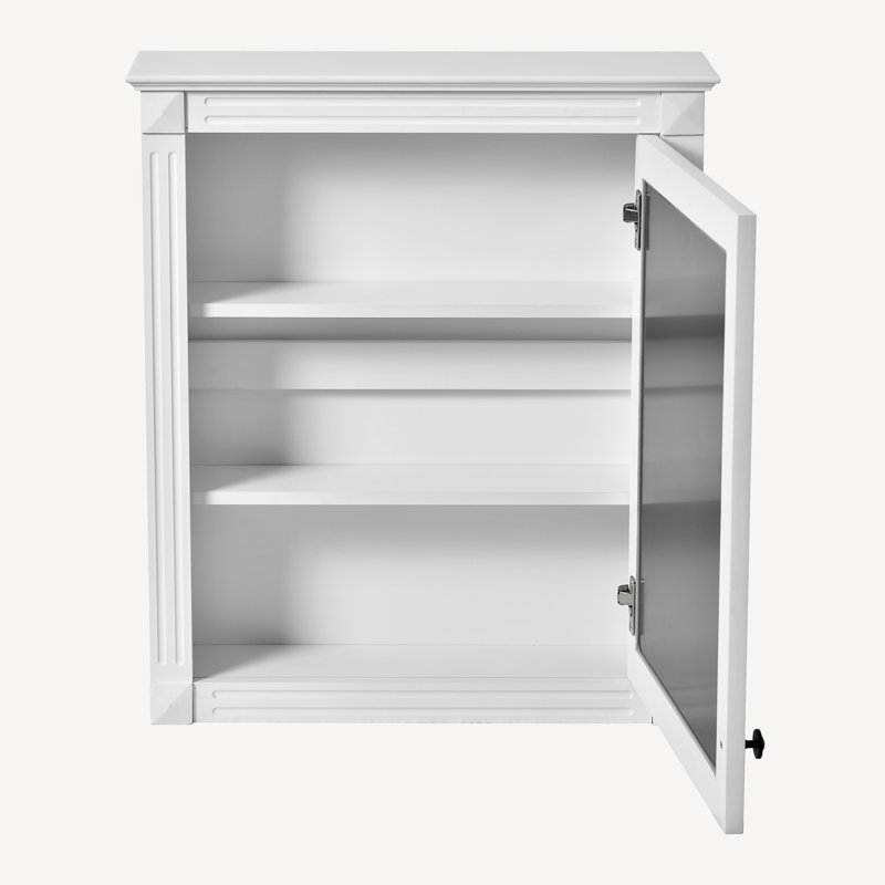 Armoire à pharmacie murale avec miroir et tablette réglable, Blanc