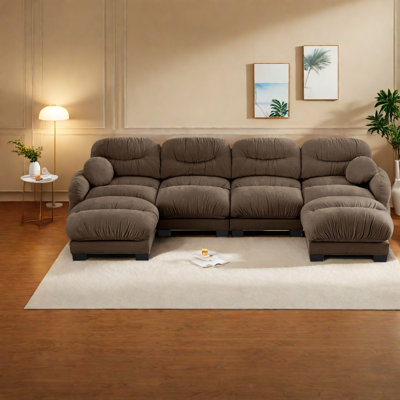 Compression Comfort Sectionals, Chenille 4 Seat Modern Home Sofa