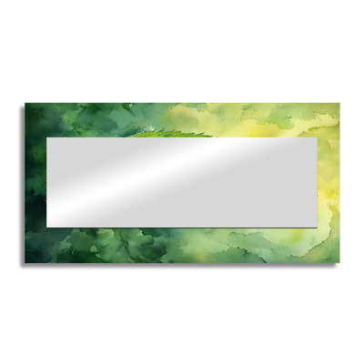 Green Water Droplet On Leaf II - Leaves  Mirror Wall Art - Printed On Metal