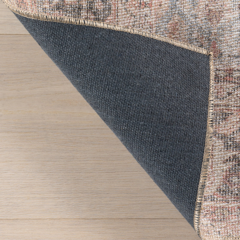 Jeccica Distressed Vintage Medallion Jute Blend Polyester Area Rug, Rectangle 10' x 13'