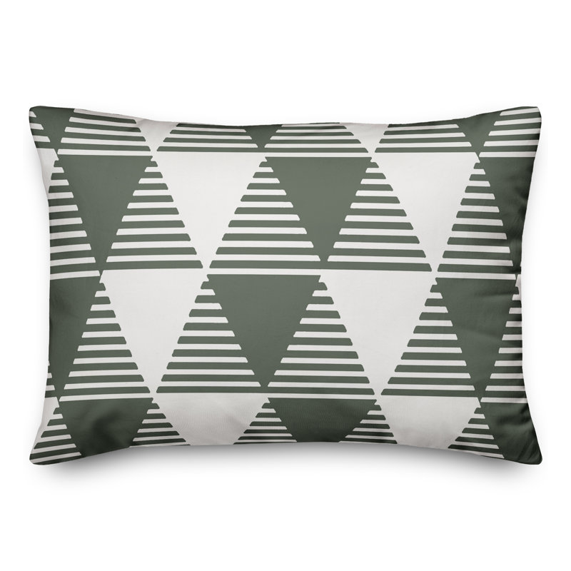 Geometric Outdoor Reversible Throw Pillow, 14" H x 20" W, Sage