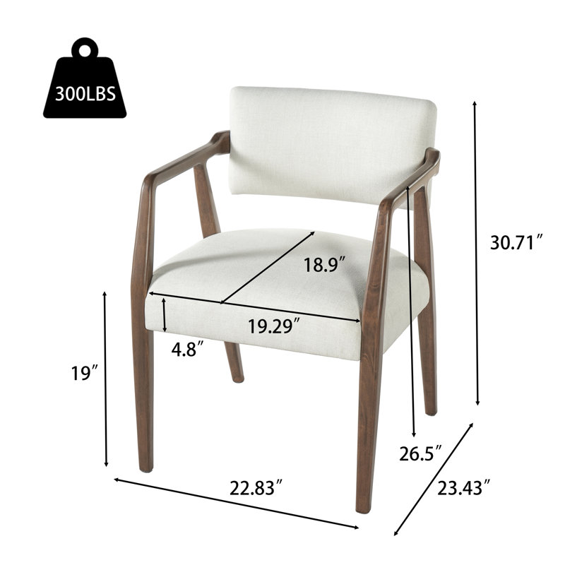 Ensemble de 2 chaises de salle à manger rembourrées confortables, en bois d'hévéa, de style moderne pour la cuisine.