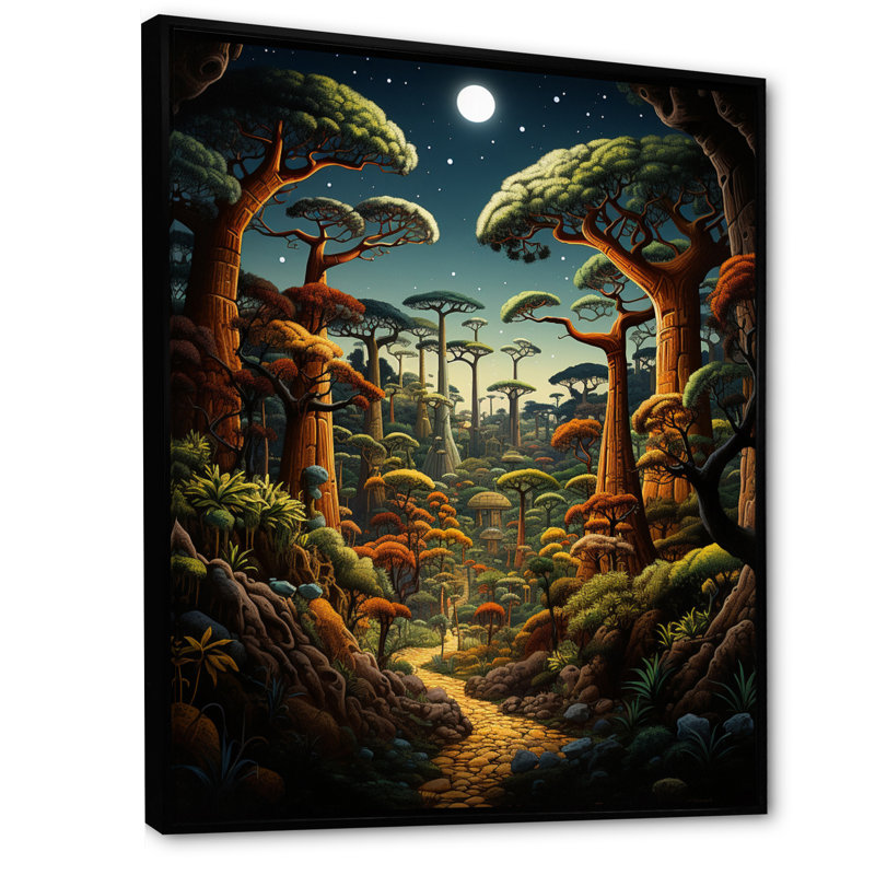 «Ayvani Baobab Tree The Enchanted I» sur toile, H 44 po x l 34 po x P 1,5 po, Toile avec cadre flottant noir