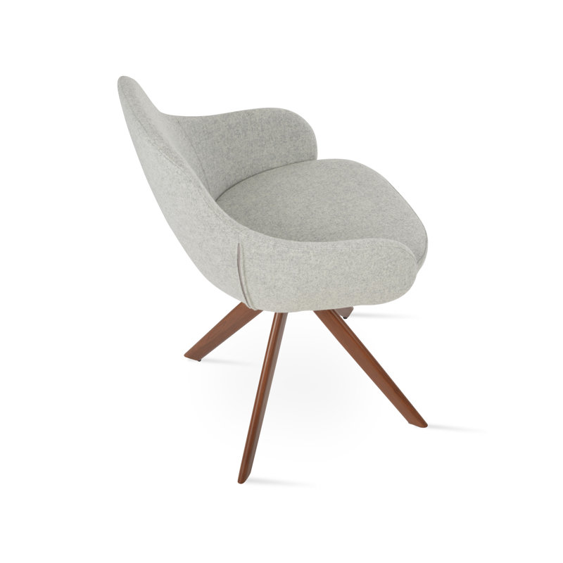 Fauteuil pivotant Gazel, Noyer, Laine argentée
