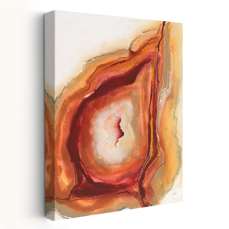Aquarelle géode V - art abstrait géométrique brune et grise, H 36 po x l 24 po