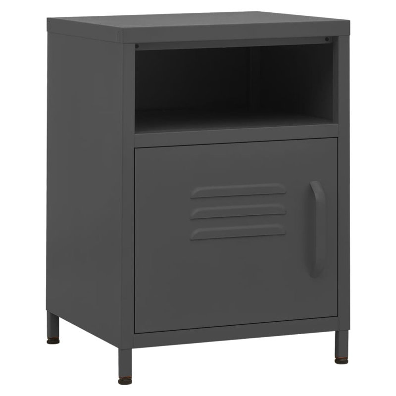 Bren 35cm W Steel Bedside Table, Grey, Set of 2