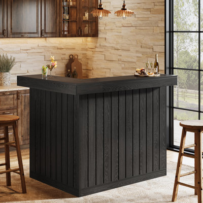 Home Corner Bar Cabinet,L-Shaped Liquor Bar Table by Millwood Pines