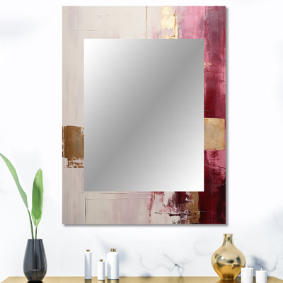 Minimalisme rose et doré horizon - peinture murale abstraite, miroir moderne, art imprimé en métal