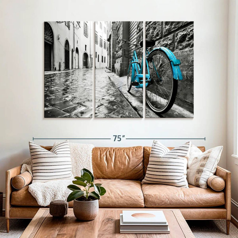 Mehar Retro Blue Bicycle, 42" H x 65" W