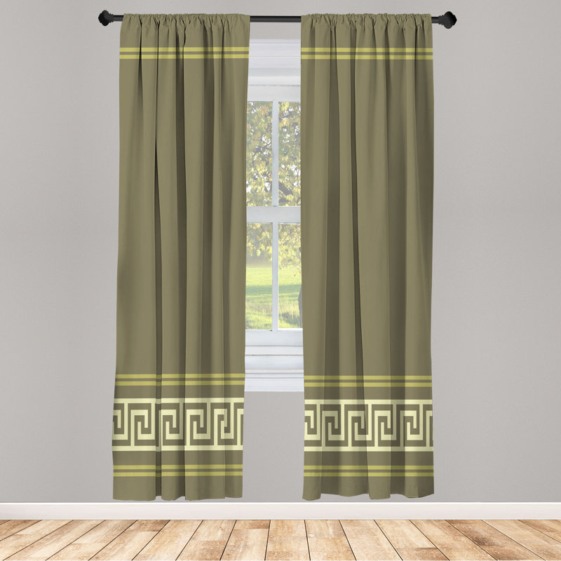 Semi Sheer Curtain Pair, Slate Brown/Khaki, 28" W x 95" L