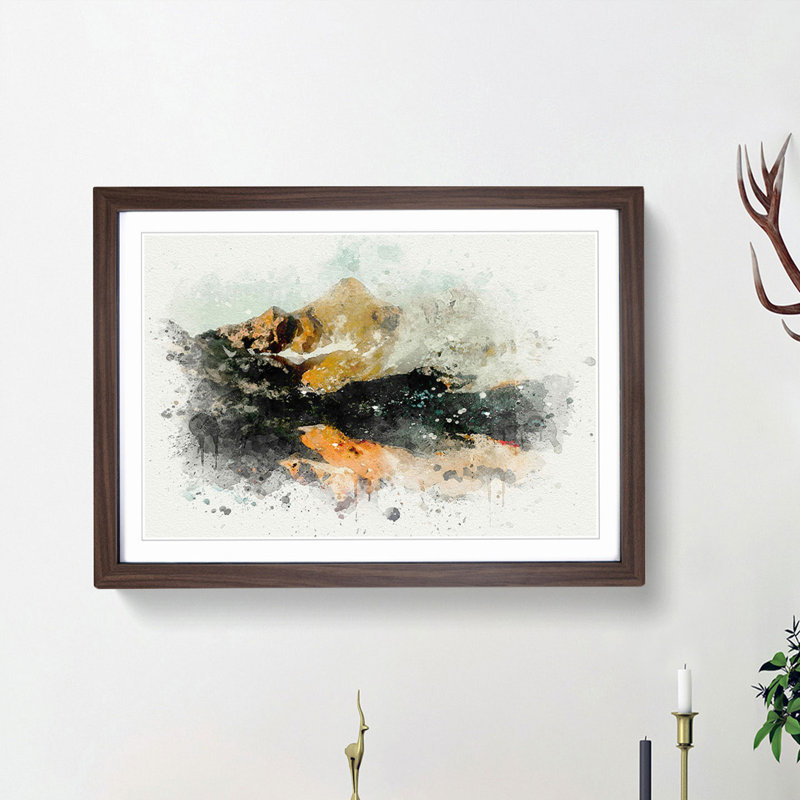 Reflection of the Alps in Abstract - Picture Frame Graphic Art Print, 36cm H x 48cm W x 2cm D, Walnut Framed