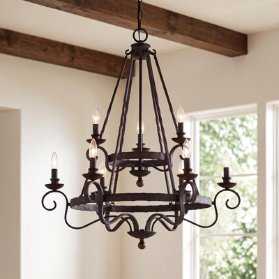 Noble 9-Light Rustic Black Chandelier