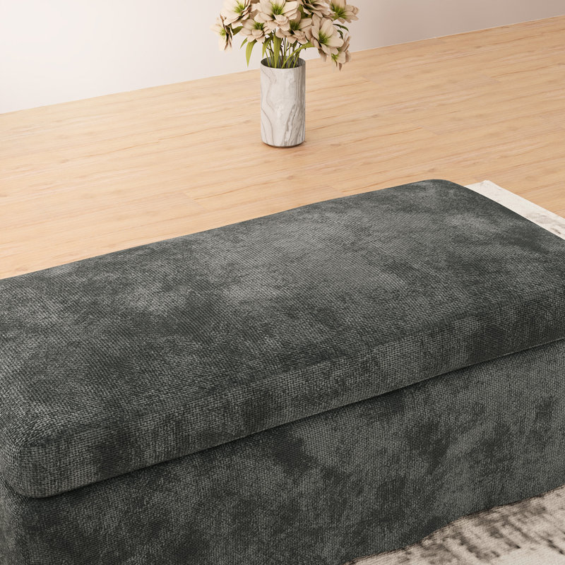 Fauteuil d'appoint rembourré avec repose-pieds en chenille, Gris anthracite