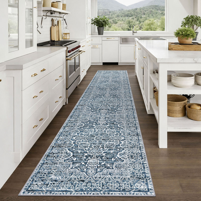 Area Rug Machine Washable Rugs with Rubber Backing for Living Room, Runner 2'7" x 12'