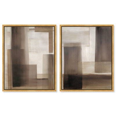 Duo de rectangles superposés, impression sur toile encadrée par Art Remedy, cadre doré, 36 x 45