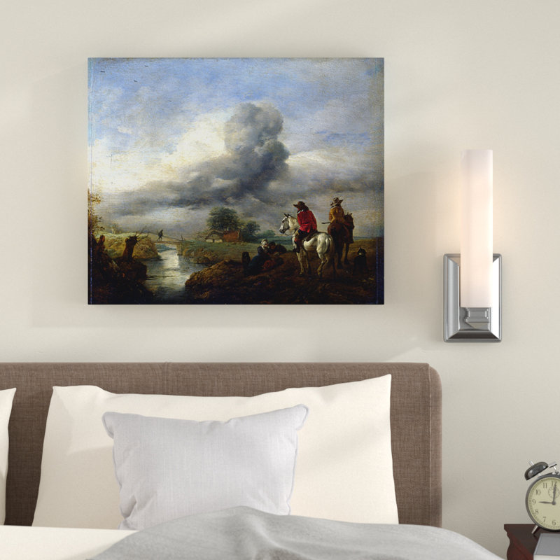 «Two Vedettes on The Watch by a Stream», impression, H 32 po x l 48 po x P 1,5 po, Pas de tapis, Toile tendue