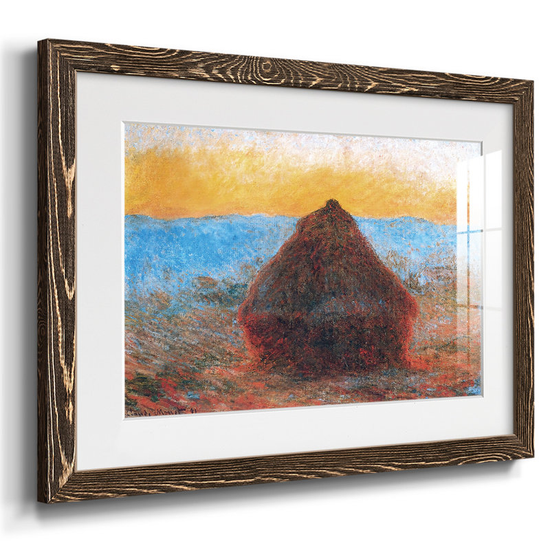 " Grainstack, 1891 01 " Painting Print, 28" H x 42" W x 1.5" D, Walnut