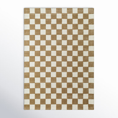 Jenna Hand-Tufted Tan Checkered Rug