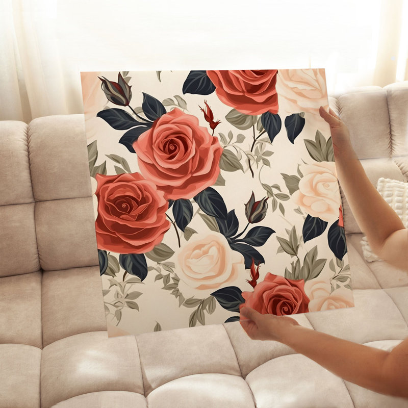 «Floral Rose Flowers I», reproduction d'art sans cadre, H 12 po x l 12 po