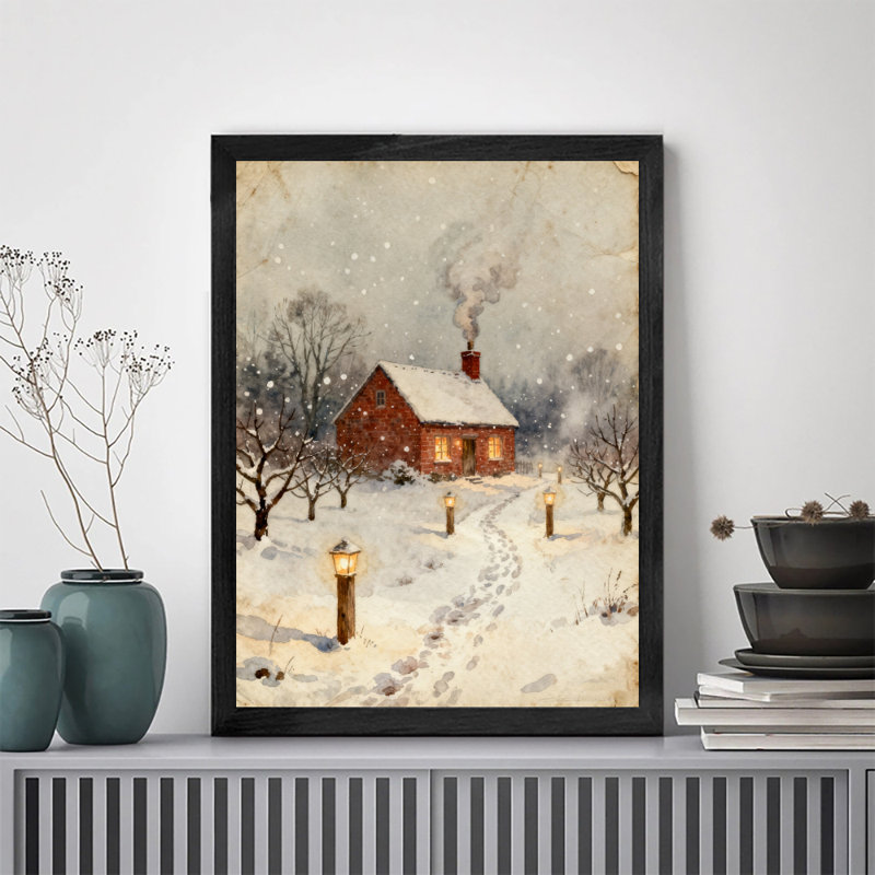 Reproduction d'art encadré noir rétro, H 17 po x l 13 po