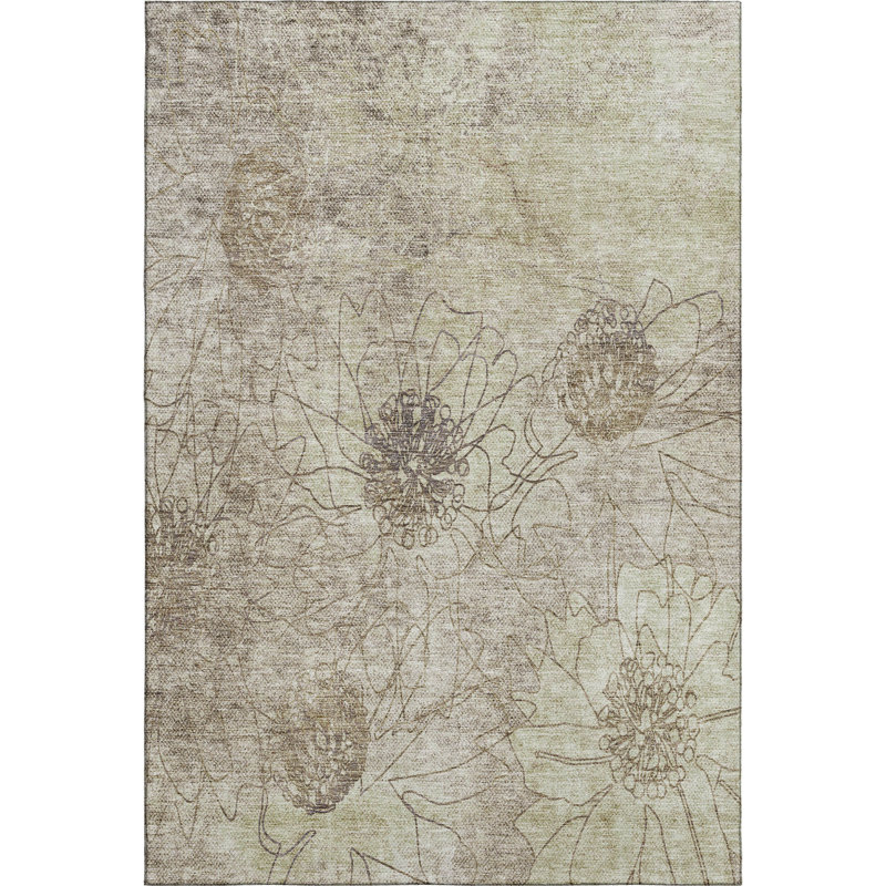 Premium Machine Washable Mayfield AMF2235 Floral Rug, 2'6" x 3'10", Brown