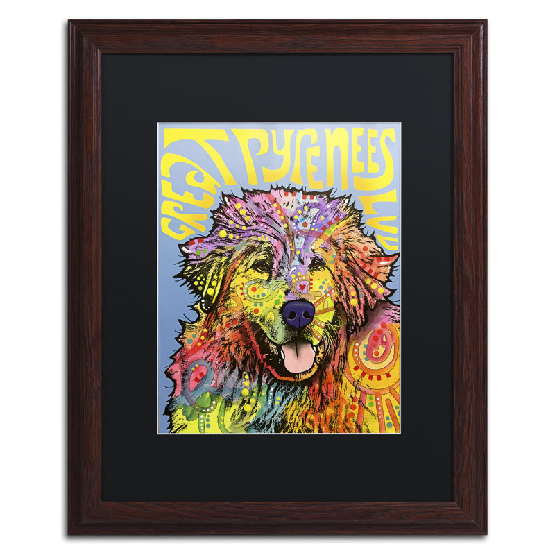 «Great pyrenees» par Dean Russo, impression encadrée, Noir, H 20 po x l 16 po x P 0,5 po, Cadre noir