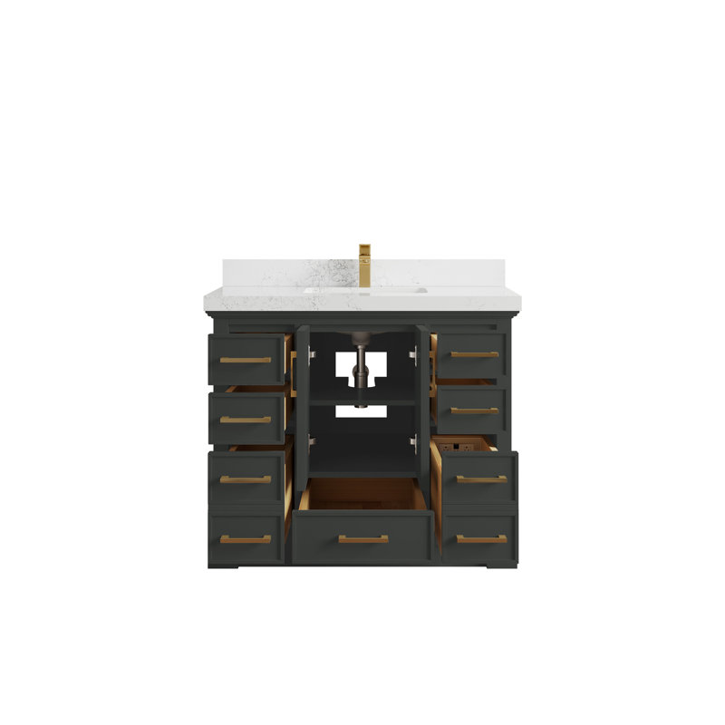 Meuble-lavabo simple 42 po avec plateau en quartz Charlotte, Empira