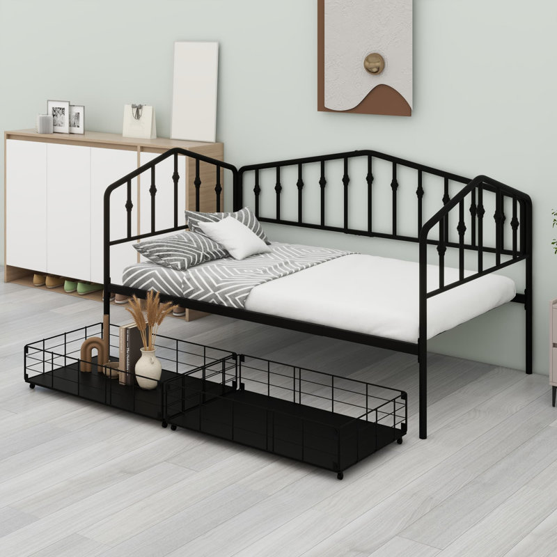 Le lit de jour avec tiroirs de rangement allie un savoir-faire exceptionnel à un style polyvalent., Noir
