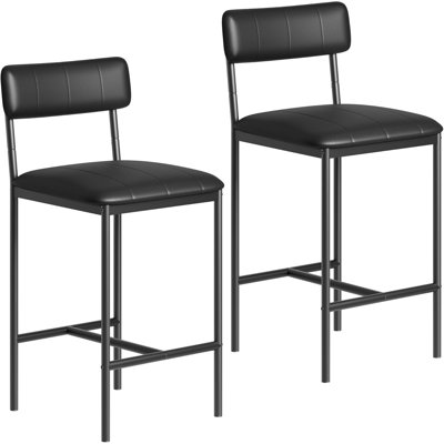 2 Pack Armless Bar Stools, PU Upholstered Counter Height Chairs with Sturdy Metal Frame, 300 lbs Weight Capacity, Kitchen Island, Home Bar and Pub