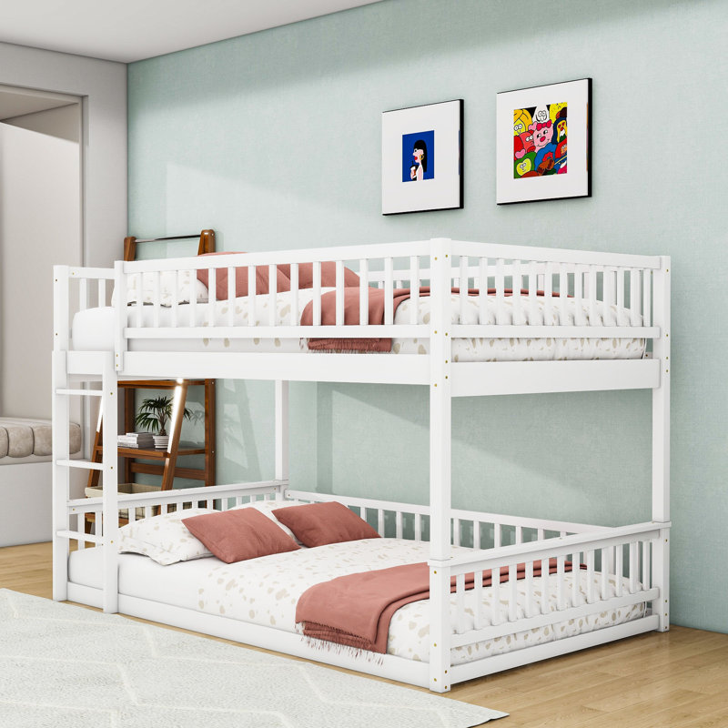 Lit superposé grand sur grand avec motif détachable et échelle, Blanc