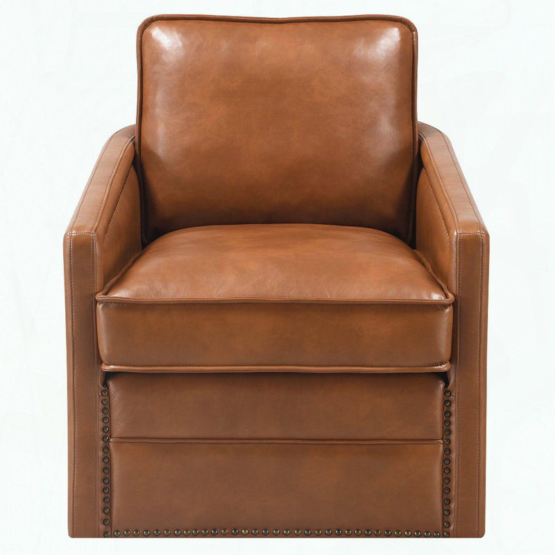 Fauteuil d'appoint pivotant brun avec coussins réglables