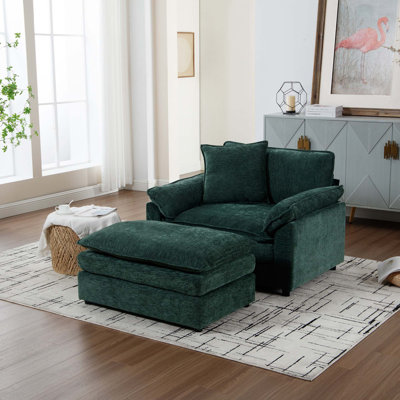 Fauteuil d'appoint avec repose-pieds Modern Chenille