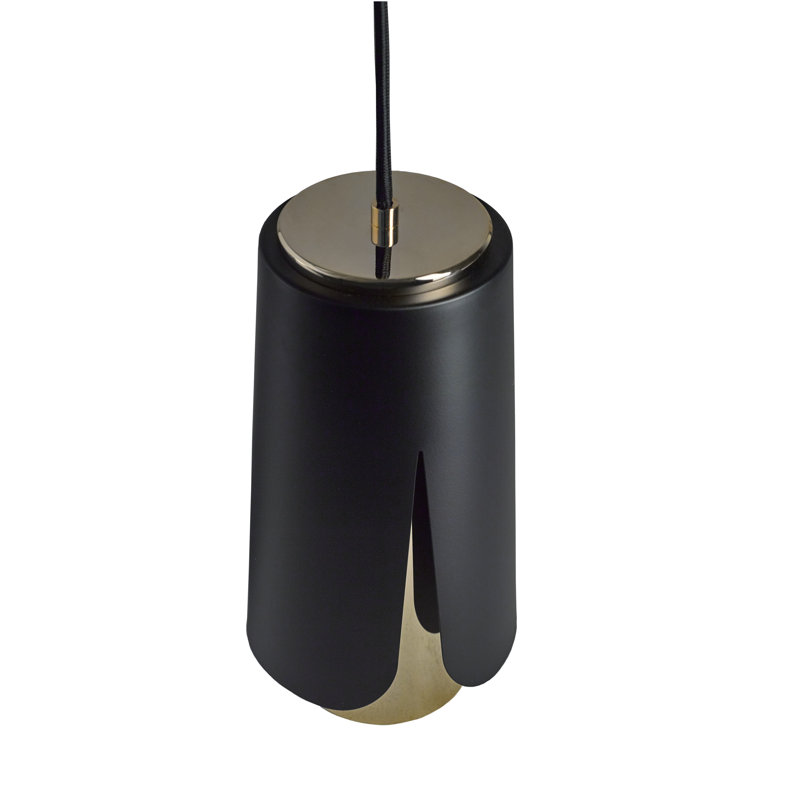 Tulipa 1 - Light Chrome Unique/Statement Pendant, Matt Black/Luxury Gold