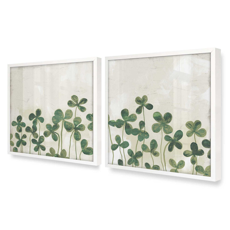 «Lucky Leaf Parade», ensemble de 2 impressions, 30 po x 30 po, Impression encadrée, Blanc opaque