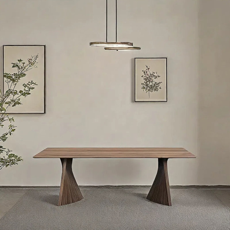 Table de salle à manger en bois massif italien moderne et minimaliste, Brun foncé, H 29,52 po x L 62,99 po x l 27,55 po