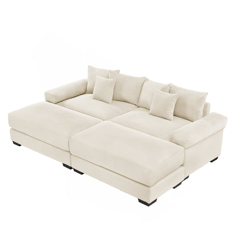 Canapé modulaire surdimensionné 82,6 po Cloud, Velours côtelé beige