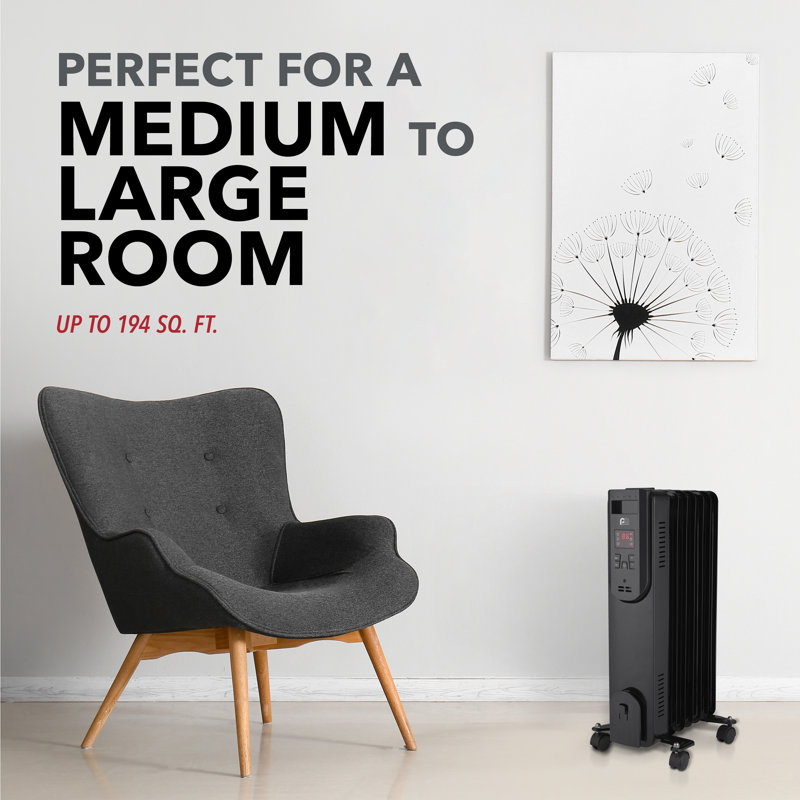 Perfect Aire 5118 BTU Electric Radiator Space Heater with Adjustable Thermostat