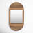 Mirror Mango Wood and Glass Arched Boho Design 34"x18"x1" Brown with Carved Woodgrain Texture for Home Office Bedroom Living Room Wall Decor Vertical Hanging Oval Frame Rustic Finish.