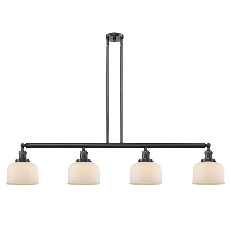 Morrow 4 - Light Kitchen Island Pendant, Matte White Cased, 3.5 Watt Vintage LED Bulb, Polished Nickel