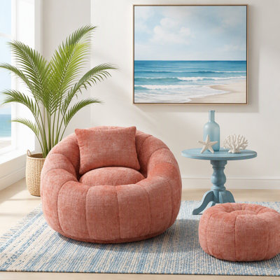 Fauteuils à billes modernes, fauteuil rond confortable pour adultes avec repose-pieds, fauteuil de lecture simple avec coussin pour salon, chambre à coucher, appartement