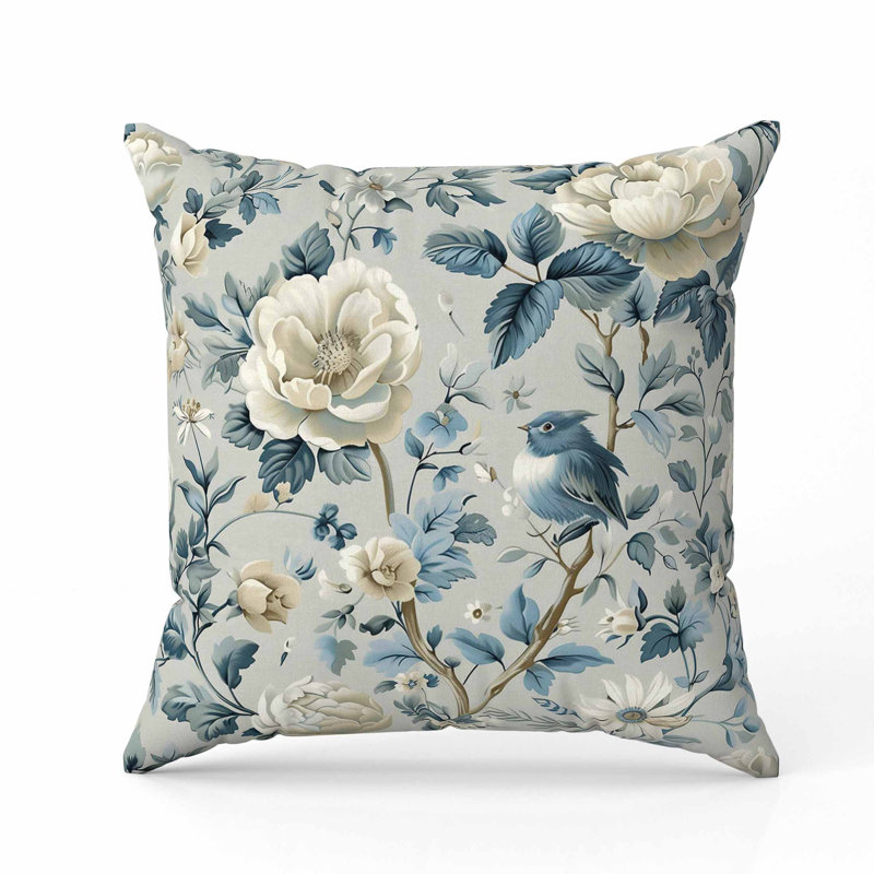 Coussin en faux suède Misty Morning, Carré 16 po, Bleu / Vert