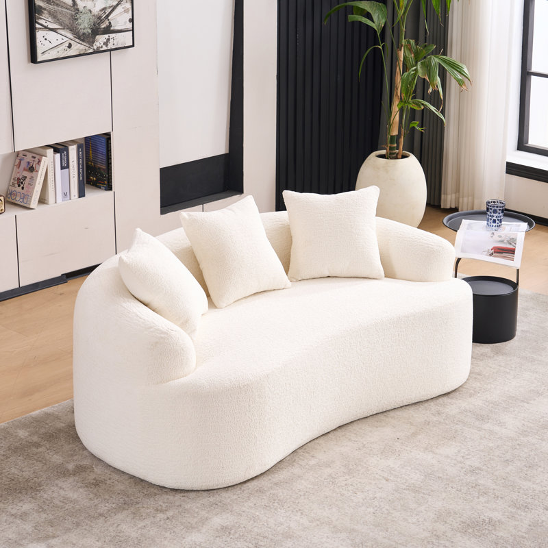 Causeuse incurvée confortable avec éponge à compression complète, canapé sans assemblage idéal pour les petits espaces et les appartements avec coussins décoratifs