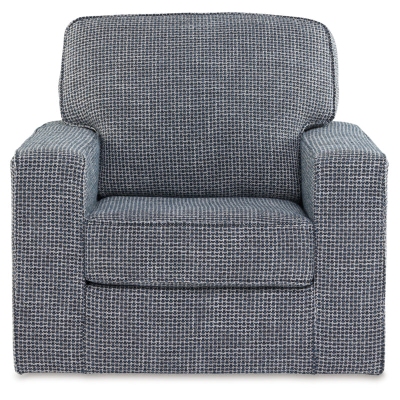 Blue Denim Transitional Swivel Accent Chair