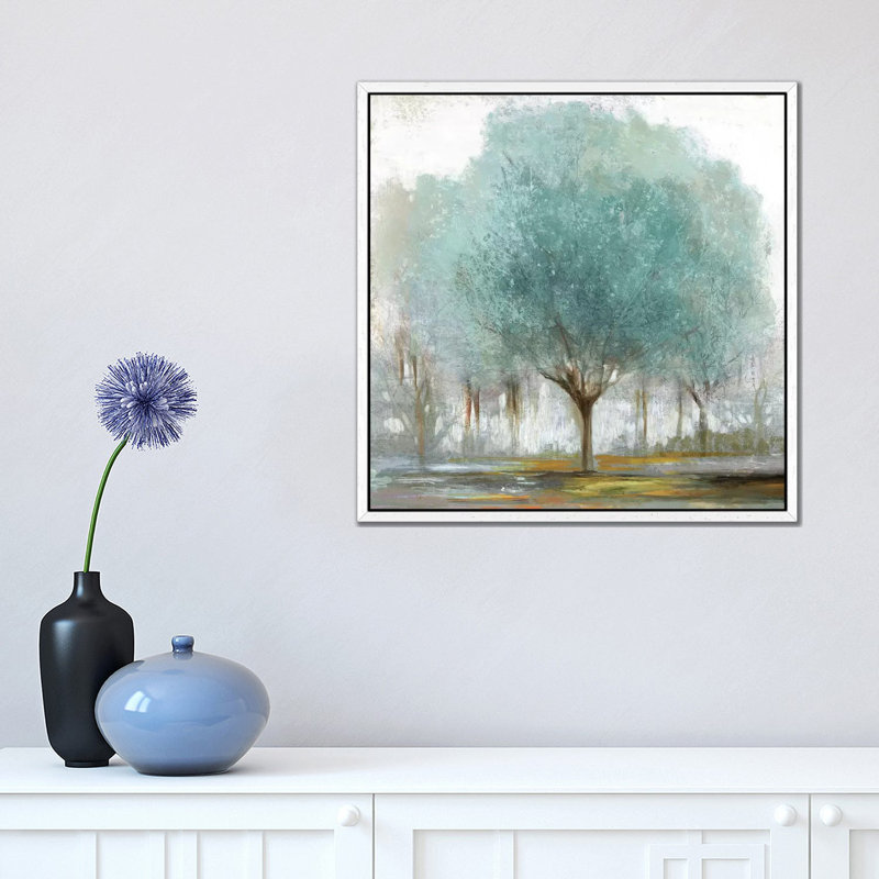 By The Treeside II by Allison Pearce - Painting on Canvas, White Framed Canvas, 45.72 cm H x 45.72 cm W