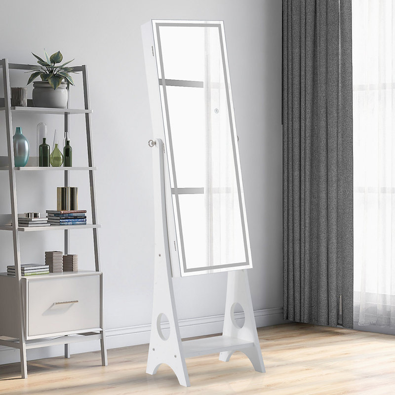 Armoire à bijoux avec miroir Aikeem, Blanc