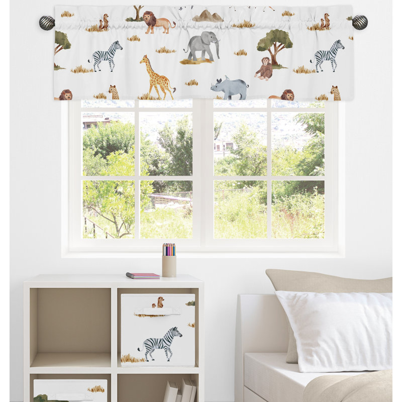 Safari Jungle Animals Multicolor Rod Pocket Window Valance