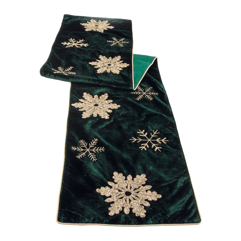 Chemin de table brodé flocon de neige L 72 po